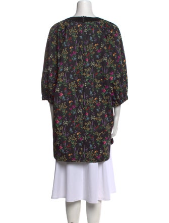 Max Mara Floral Print Bateau Neckline Tunic