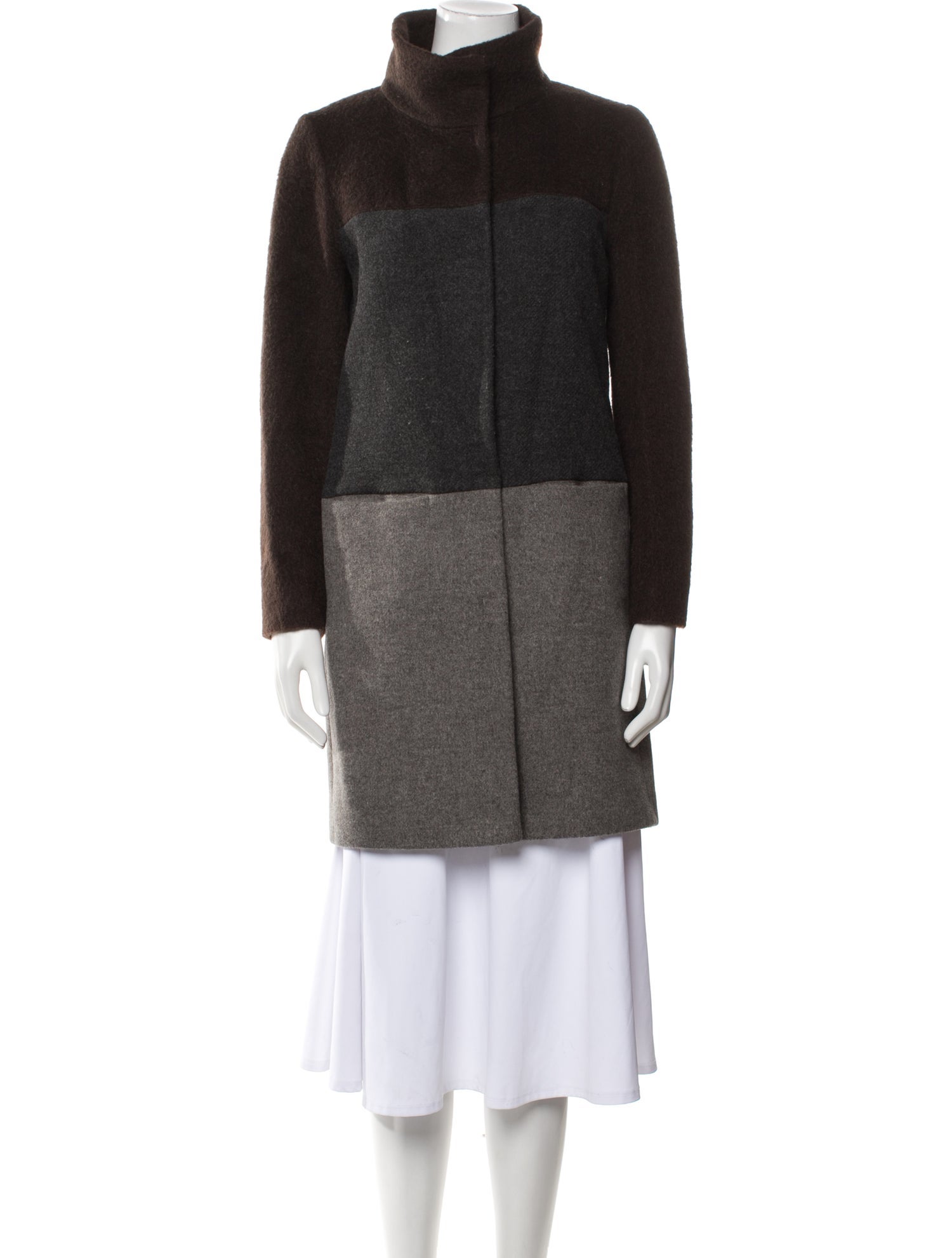 Max Mara Virgin Wool Colorblock Pattern Coat