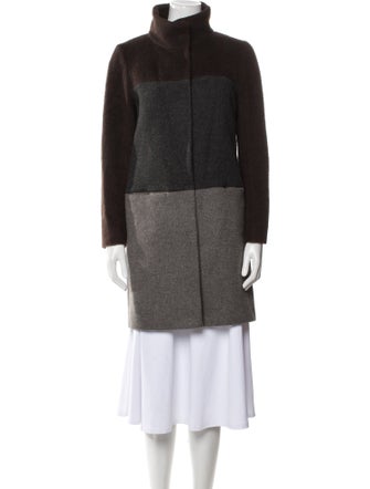 Max Mara Virgin Wool Colorblock Pattern Coat
