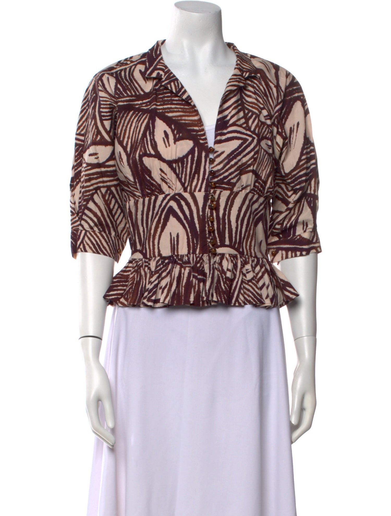 Max Mara Printed V-Neck Crop Top