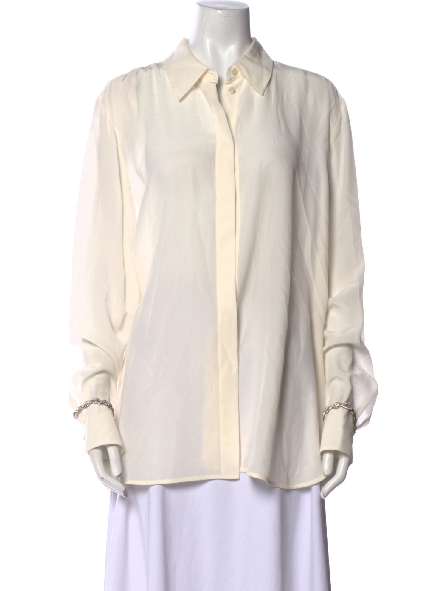 Max Mara Studio Silk Long Sleeve Button-Up Top w/ Tags