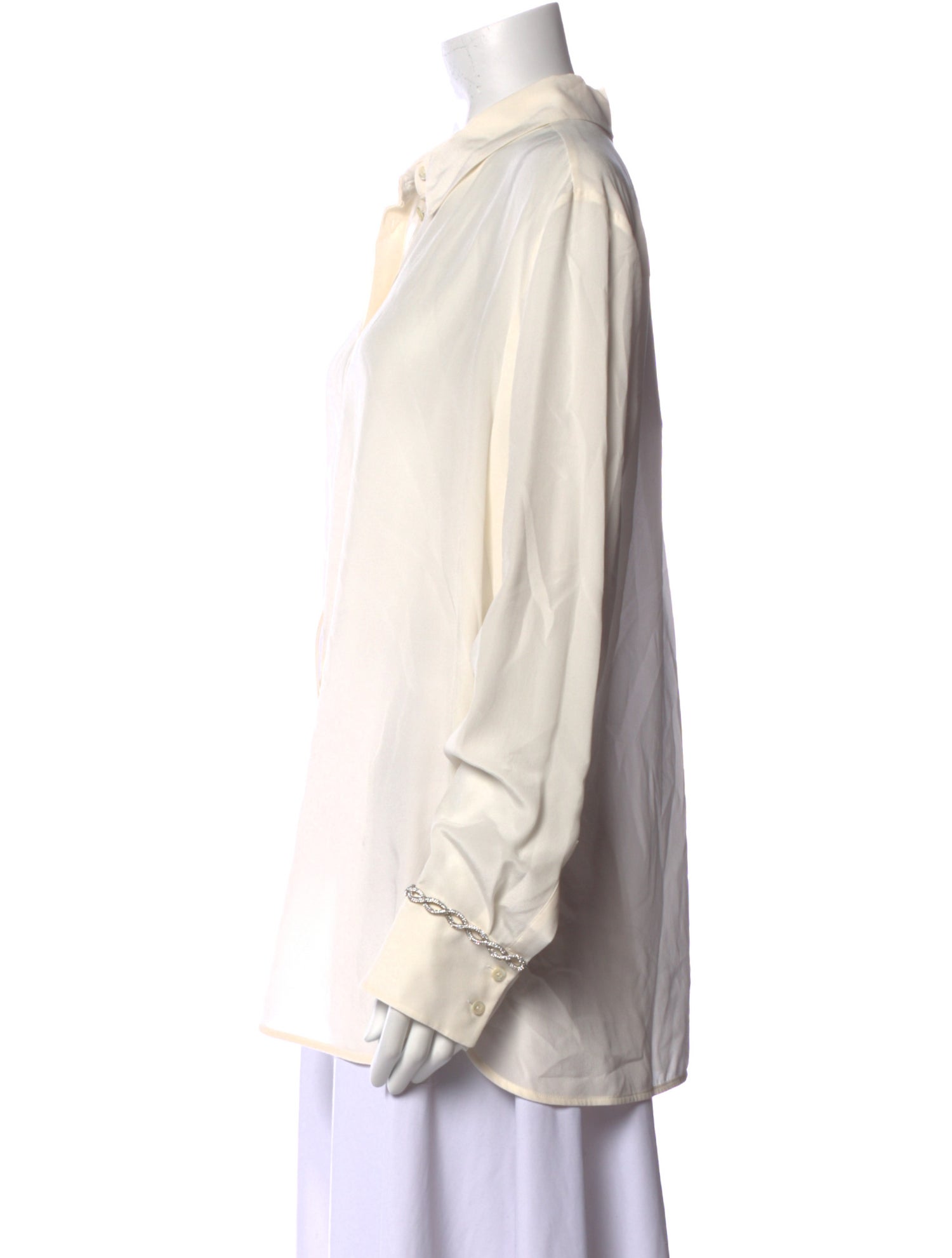 Max Mara Studio Silk Long Sleeve Button-Up Top w/ Tags
