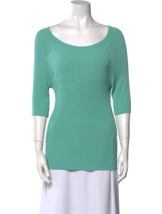 Max Mara Scoop Neck Three-Quarter Sleeve Top