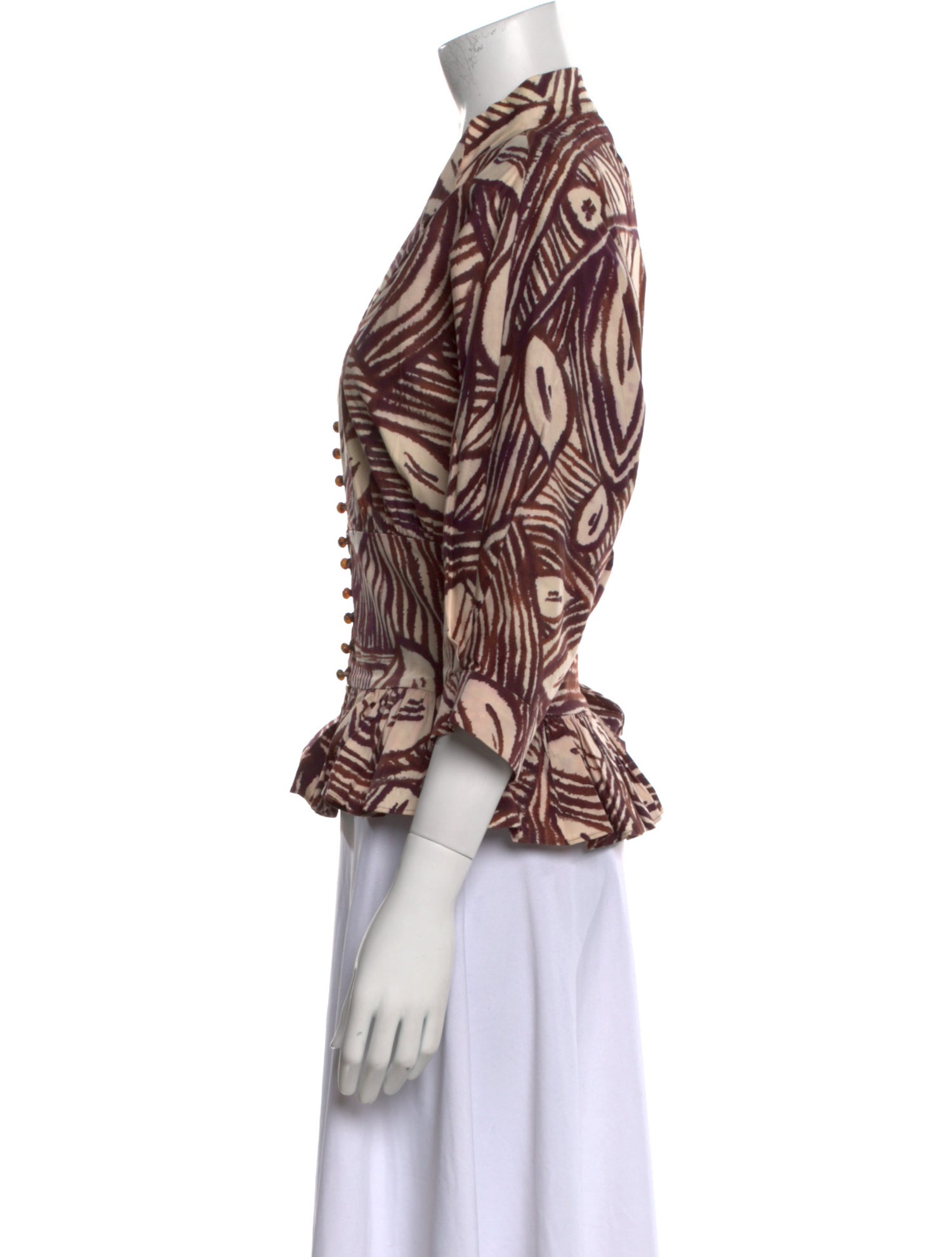 Max Mara Printed V-Neck Blouse