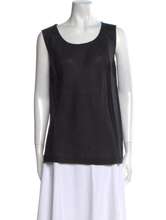 Max Mara Linen Scoop Neck Top