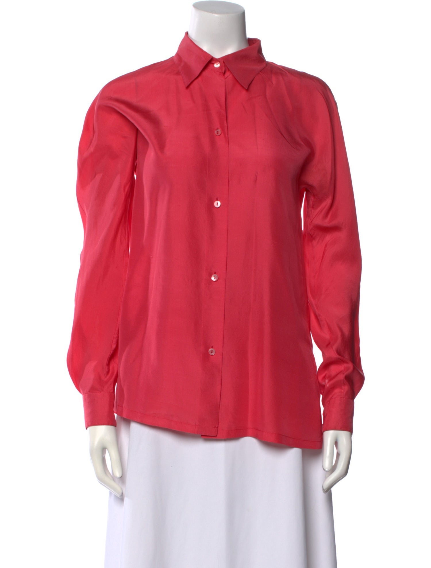 Max Mara Silk Long Sleeve Button-Up Top
