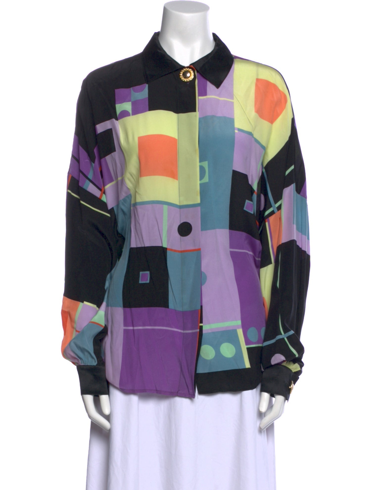 Max Mara Silk Printed Button-Up Top