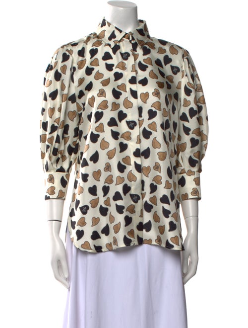 Max Mara Silk Printed Button-Up Top