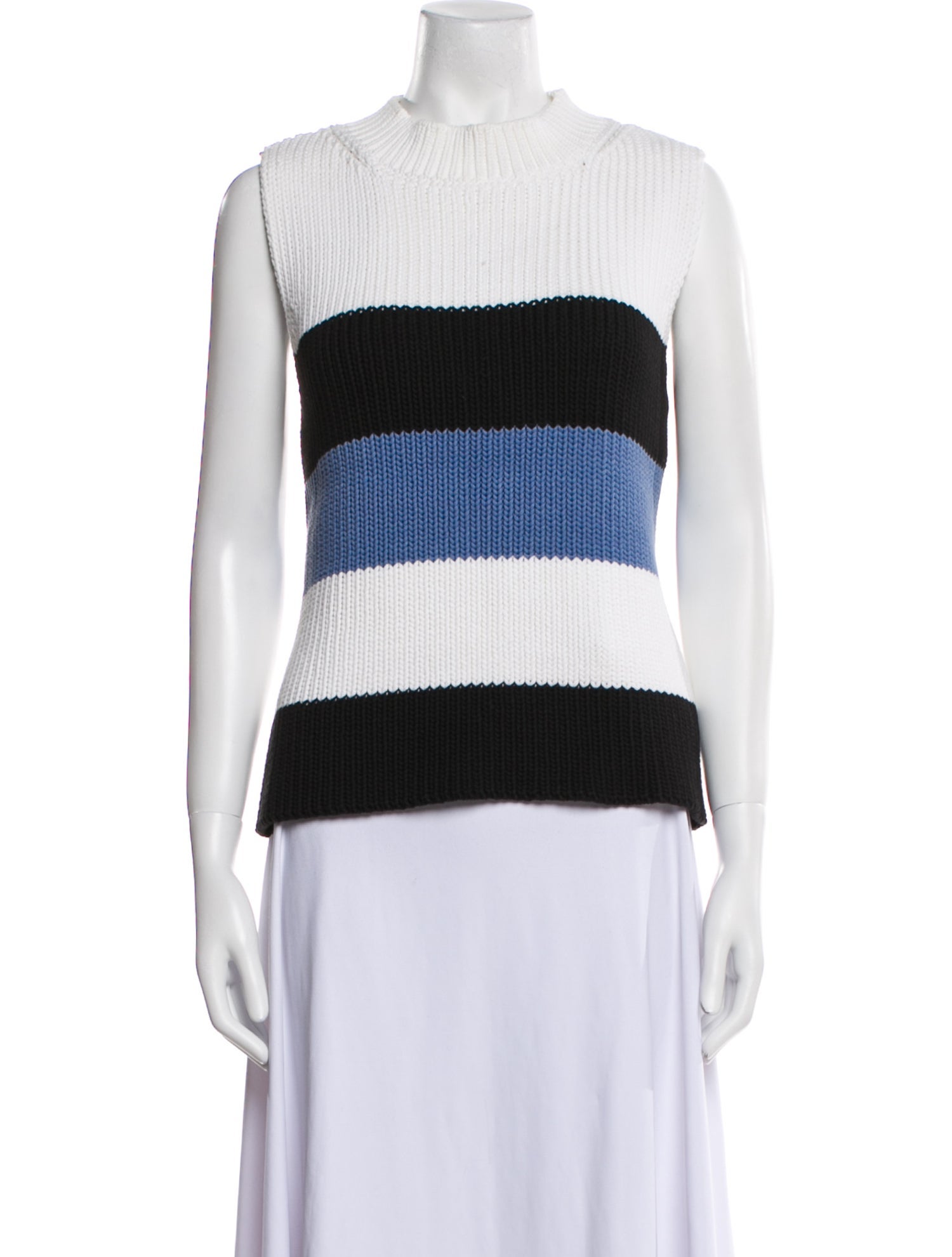 Max Mara Striped Mock Neck Sweater
