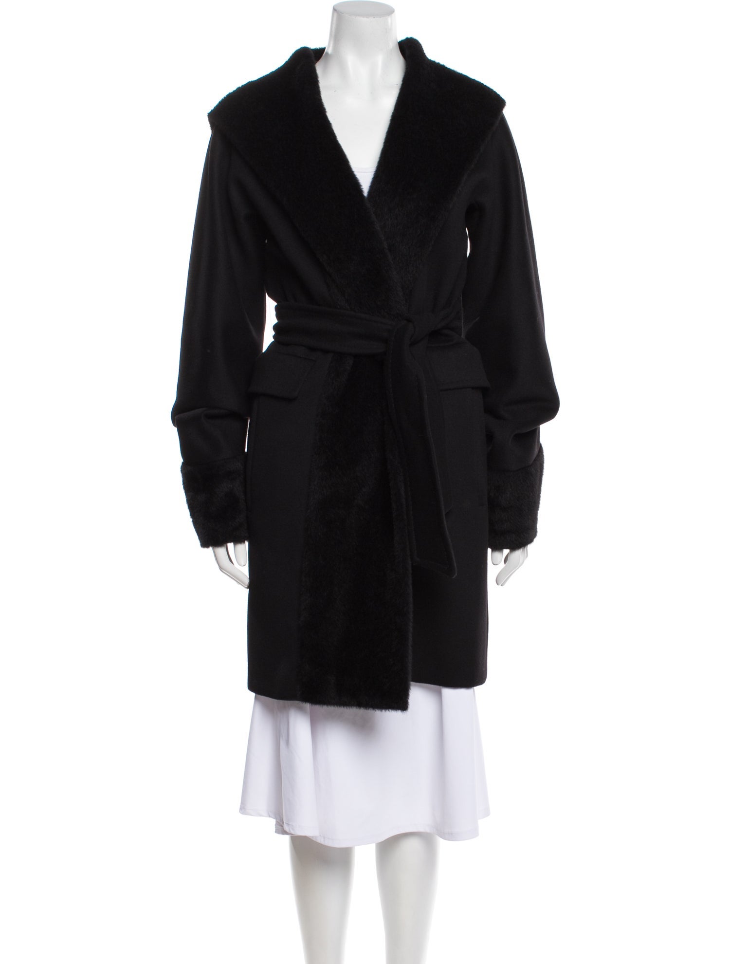 Max Mara Virgin Wool Faux Fur Coat