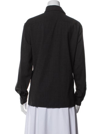 Max Mara Virgin Wool Long Sleeve Button-Up Top