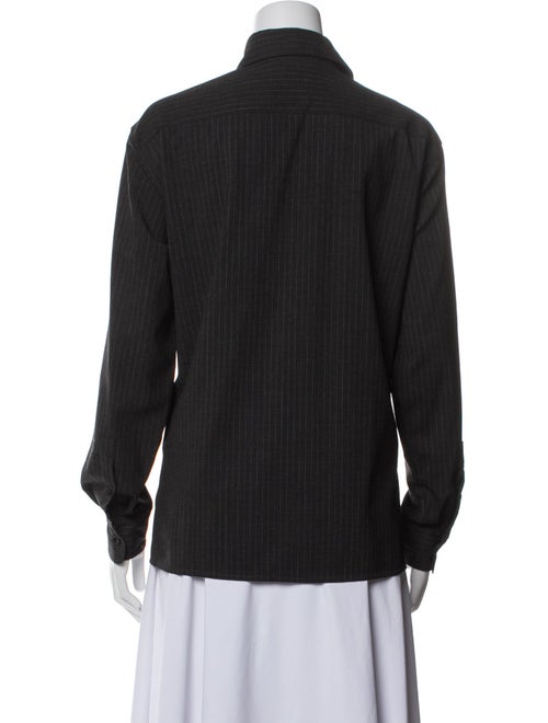 Max Mara Virgin Wool Long Sleeve Button-Up Top