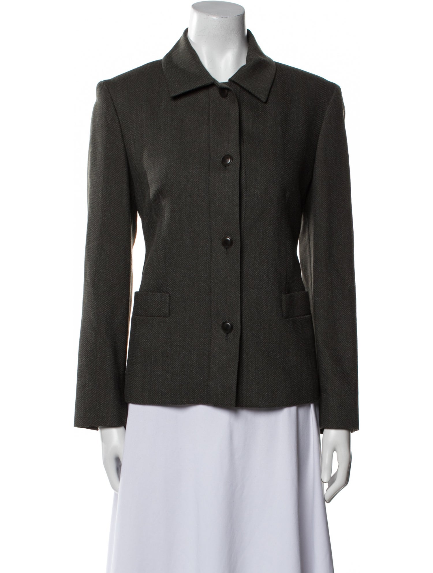 Max Mara Virgin Wool Plaid Print Blazer