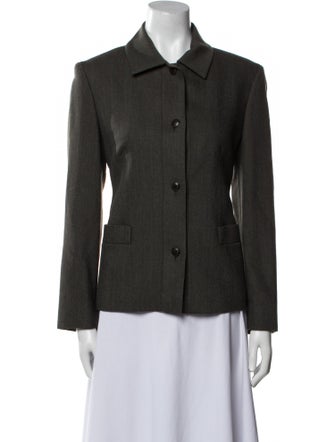 Max Mara Virgin Wool Plaid Print Blazer