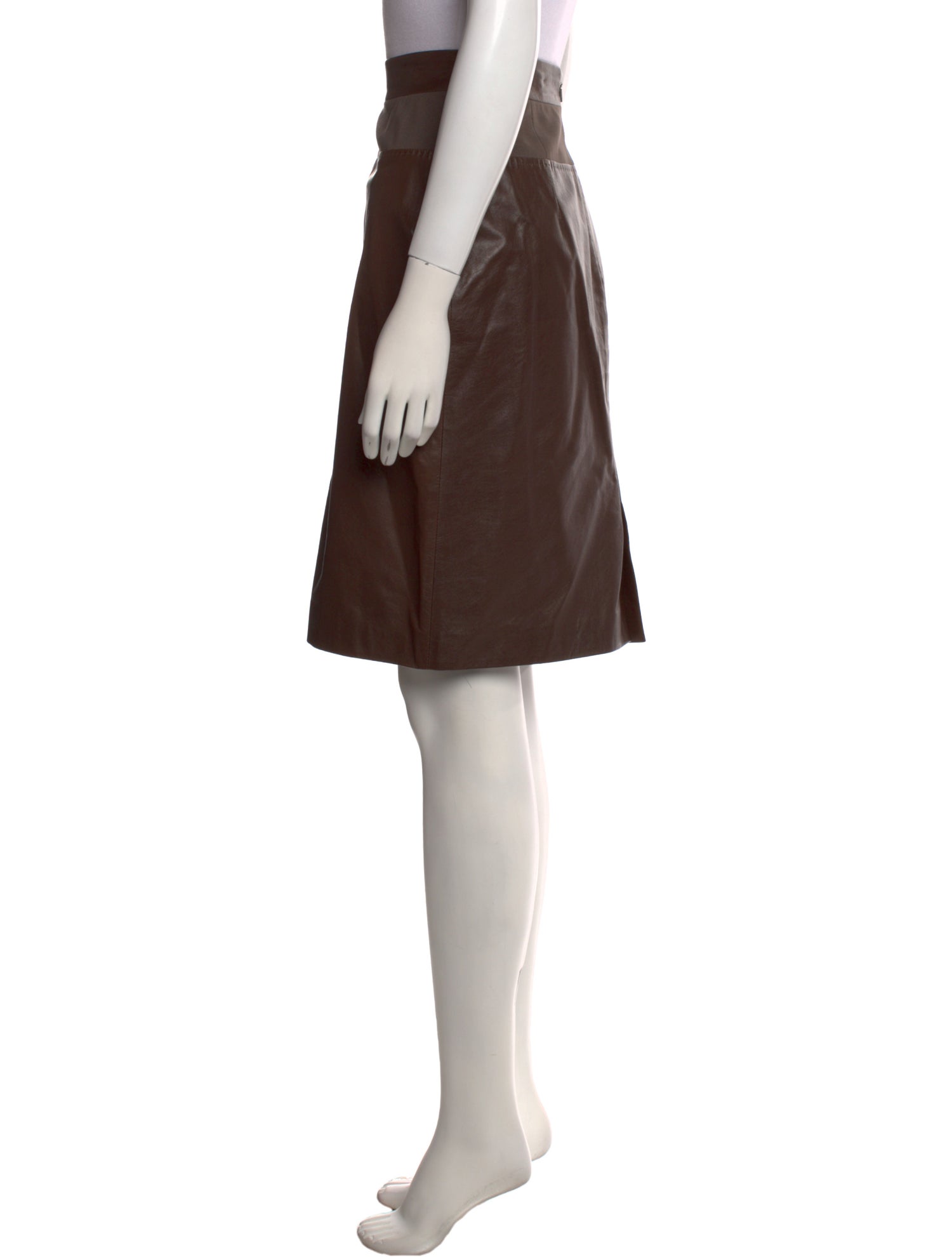 Max Mara Leather Trim Embellishment Knee-Length Skirt