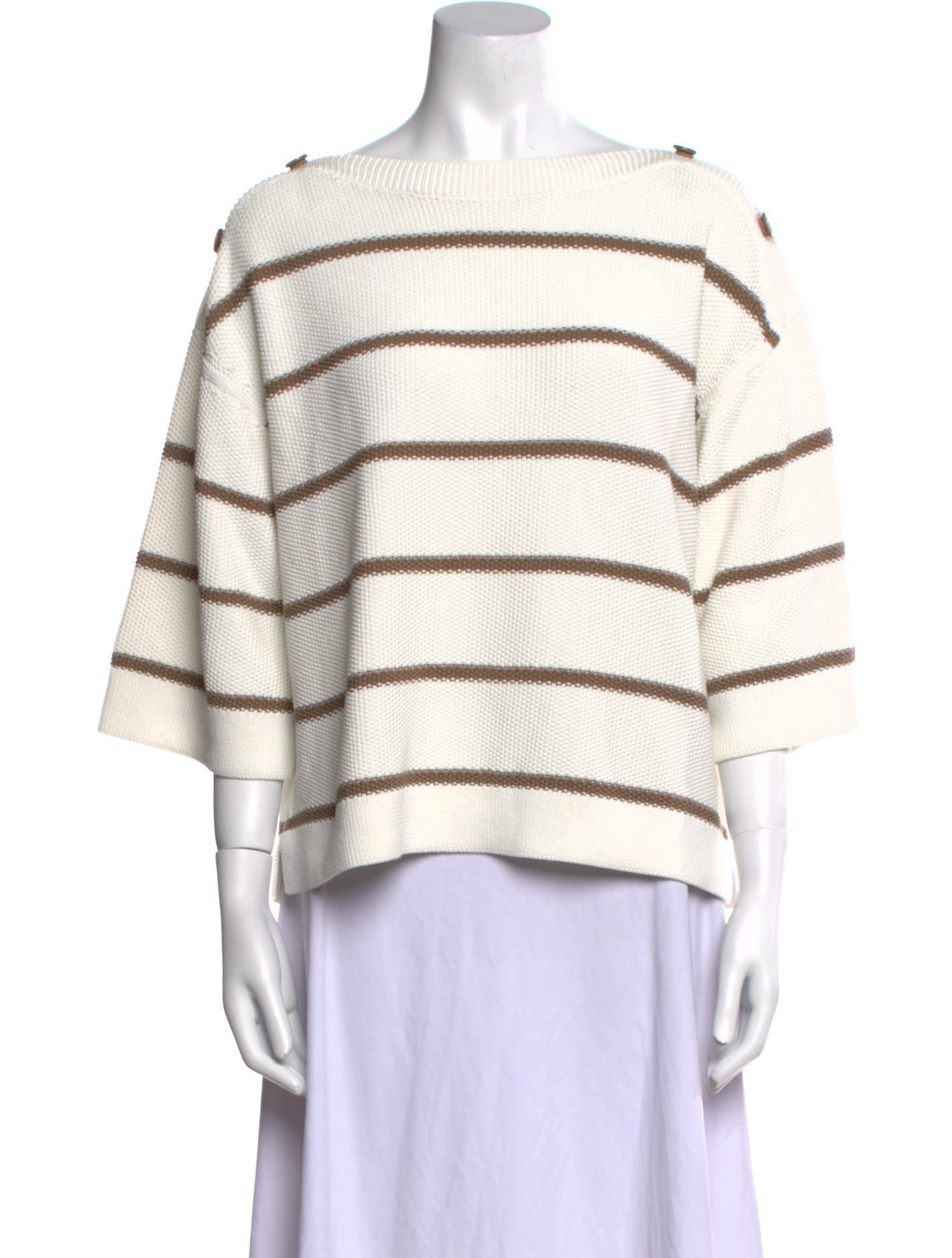 Max Mara Striped Bateau Neckline Top