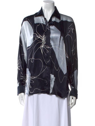 Max Mara Silk Printed Button-Up Top