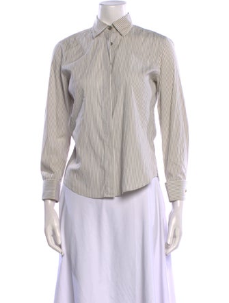 Max Mara Striped Long Sleeve Button-Up Top