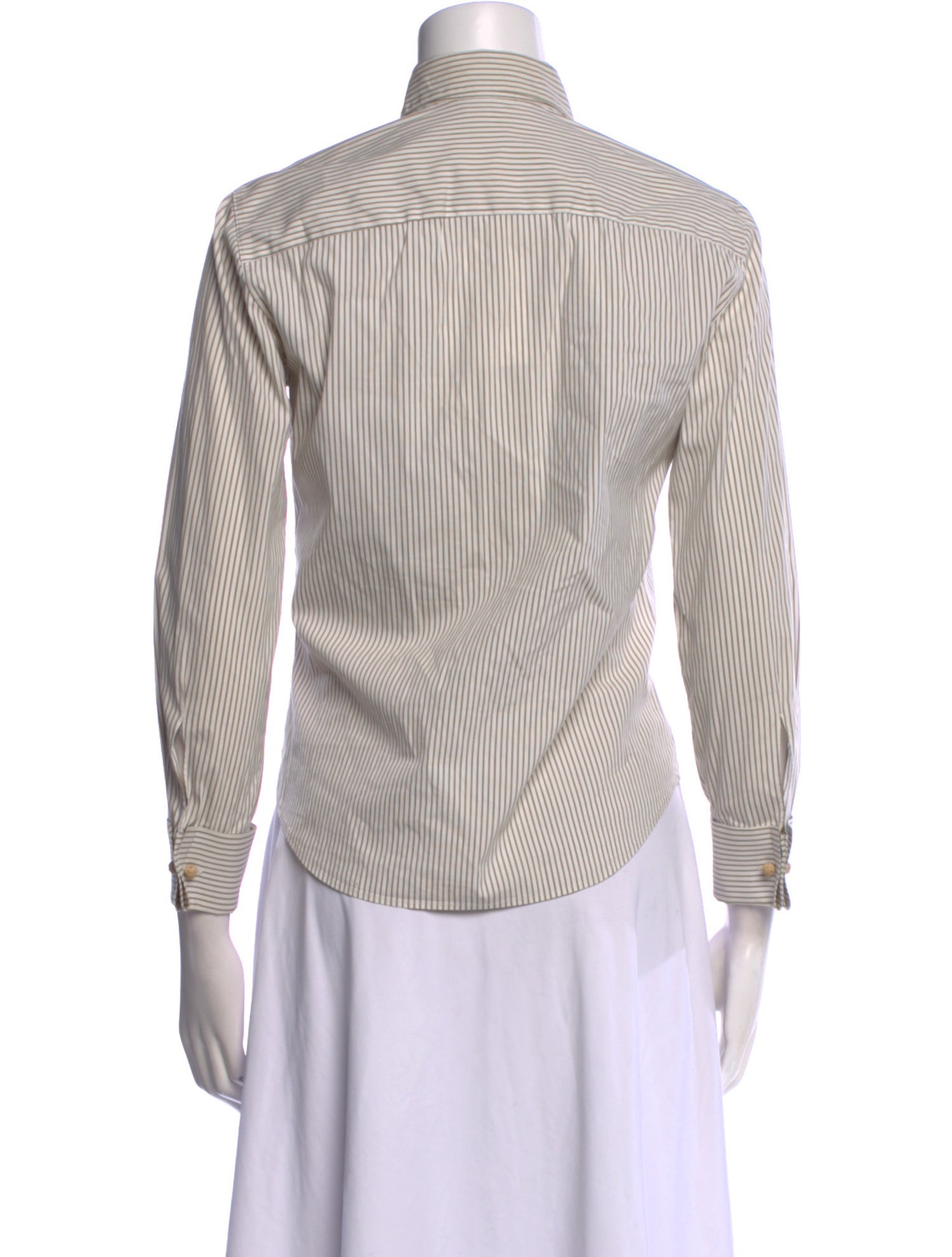 Max Mara Striped Long Sleeve Button-Up Top