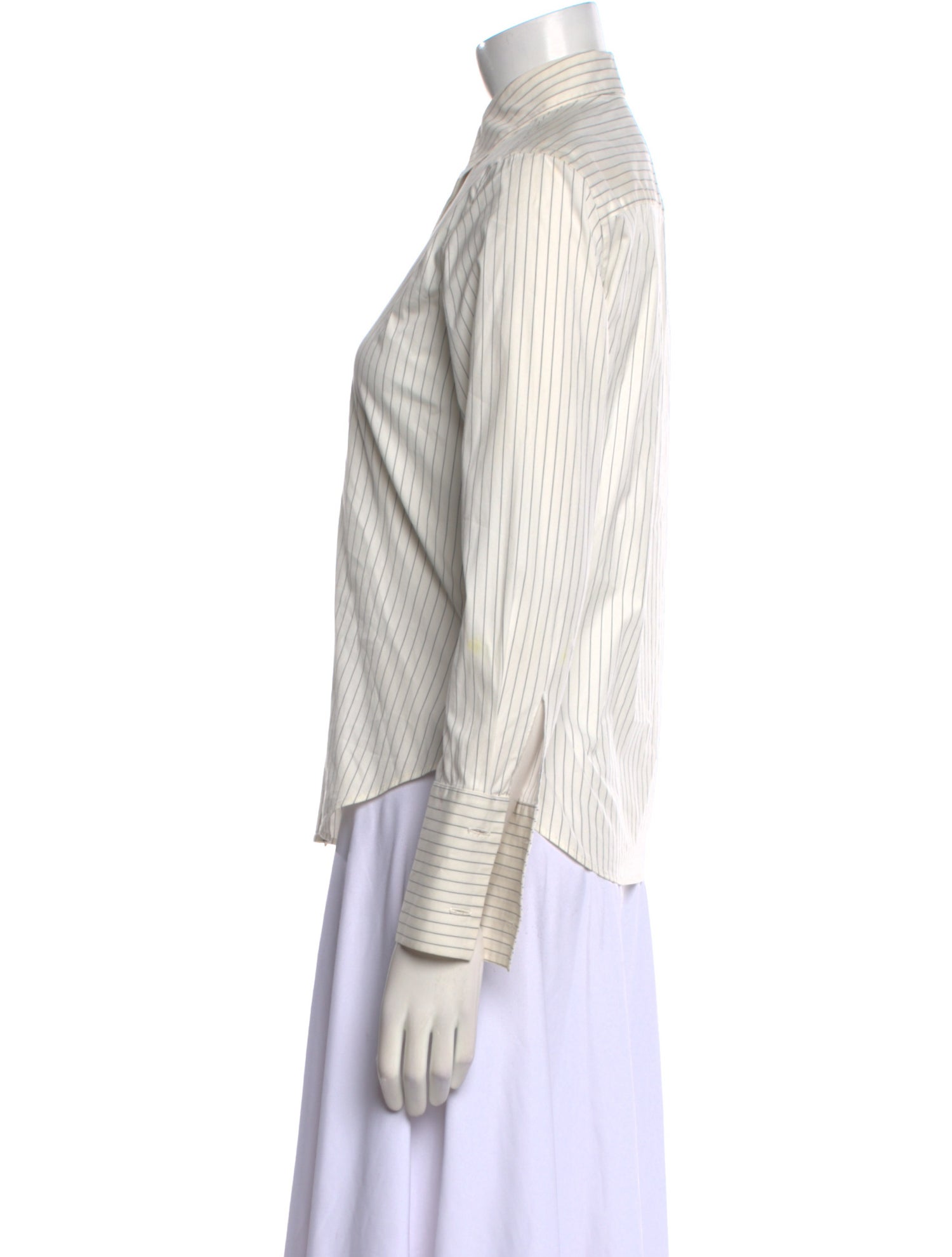 Max Mara Striped Long Sleeve Button-Up Top