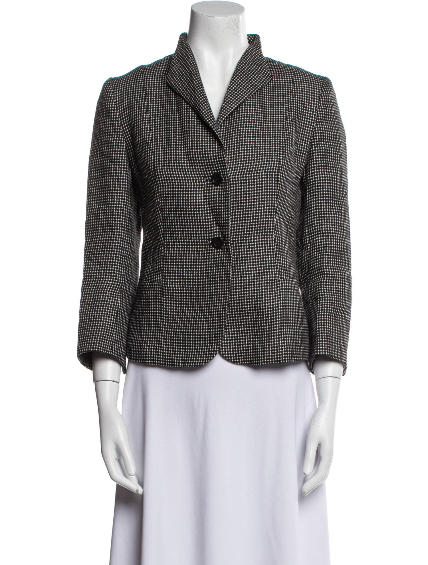 Max Mara Linen Plaid Print Blazer