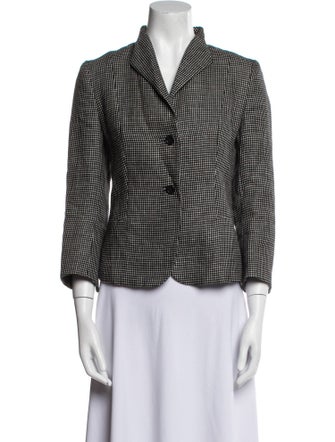 Max Mara Linen Plaid Print Blazer