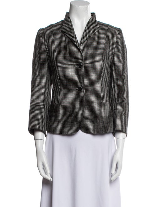 Max Mara Linen Plaid Print Blazer