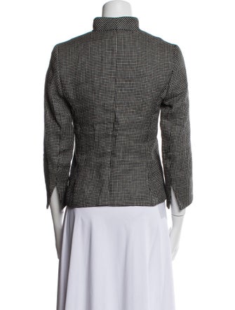 Max Mara Linen Plaid Print Blazer