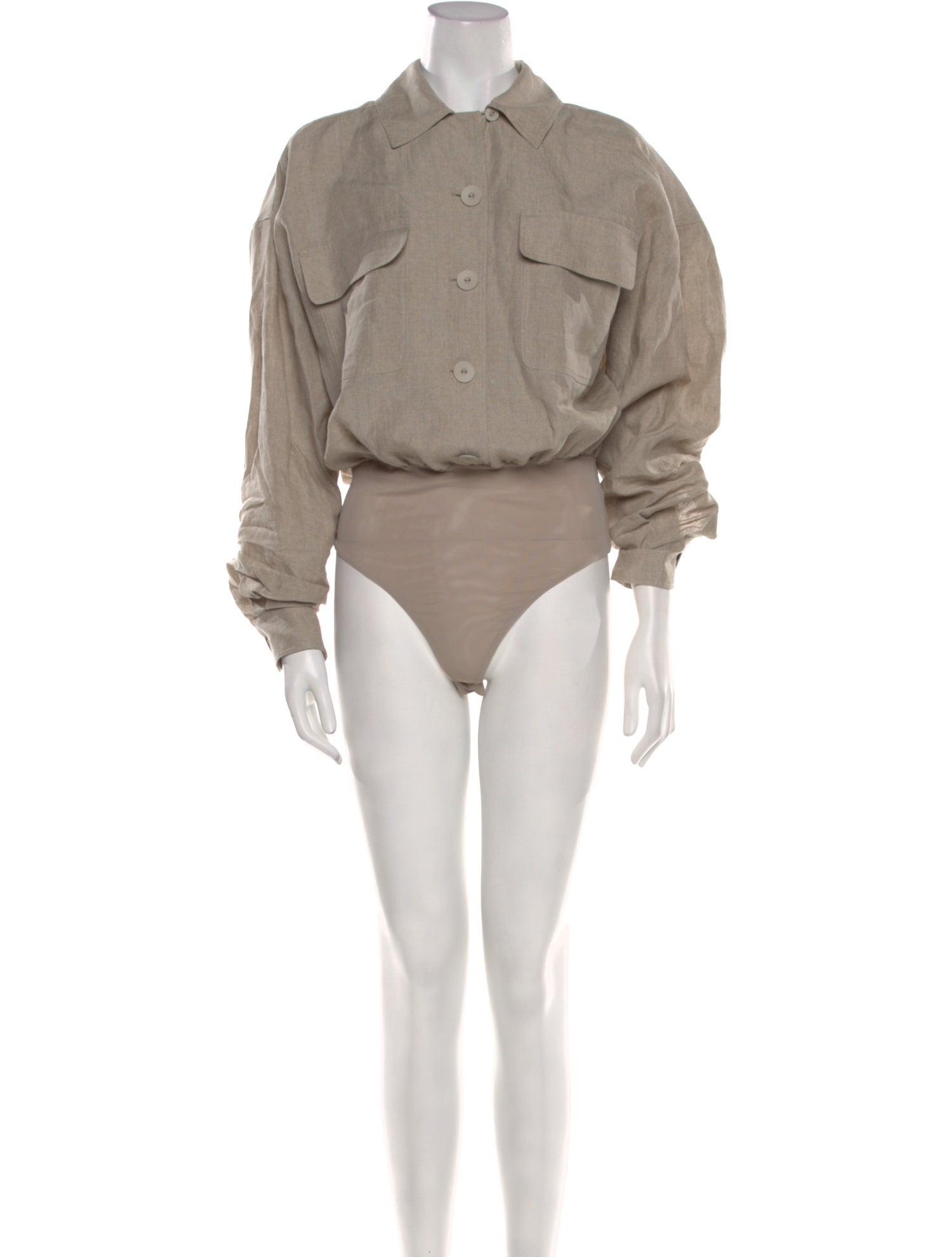 Max Mara Linen Long Sleeve Bodysuit