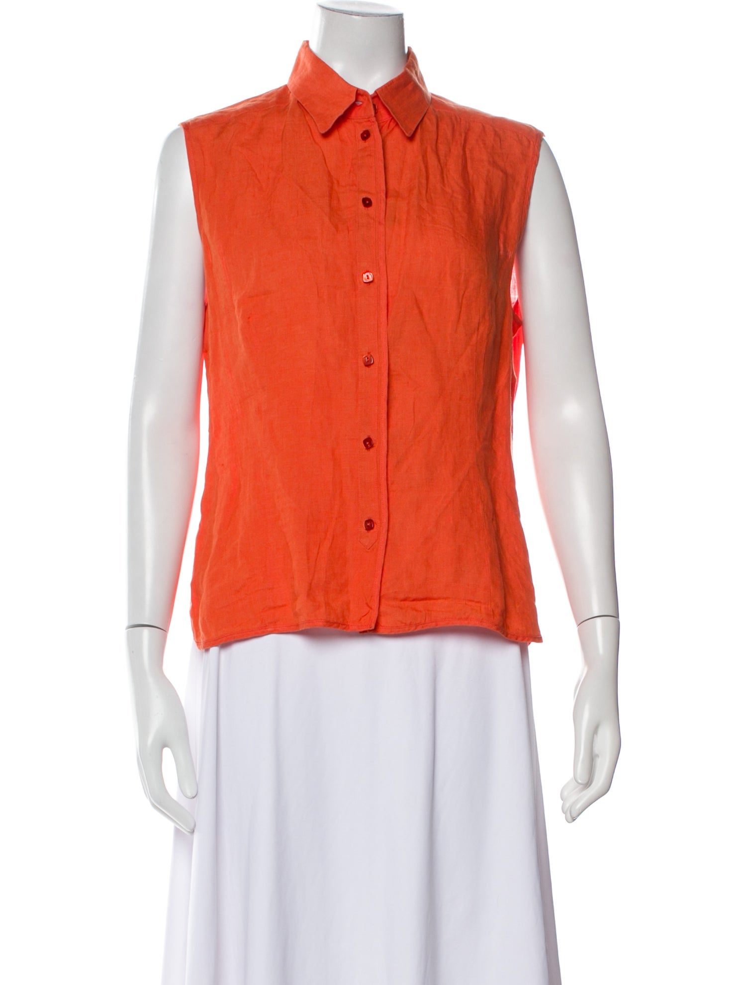 Max Mara Linen Sleeveless Button-Up Top