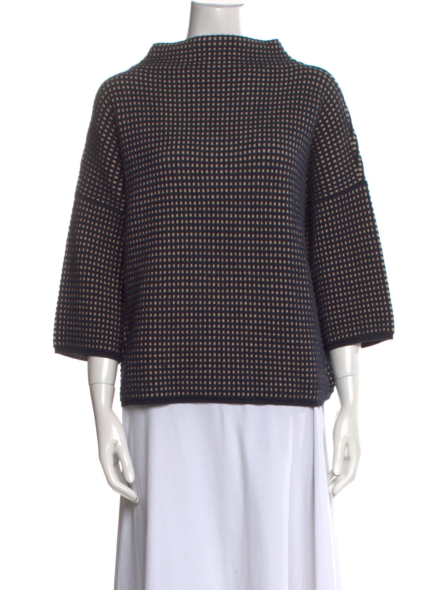 Max Mara Plaid Print Crew Neck Sweater
