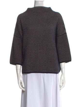 Max Mara Plaid Print Crew Neck Sweater