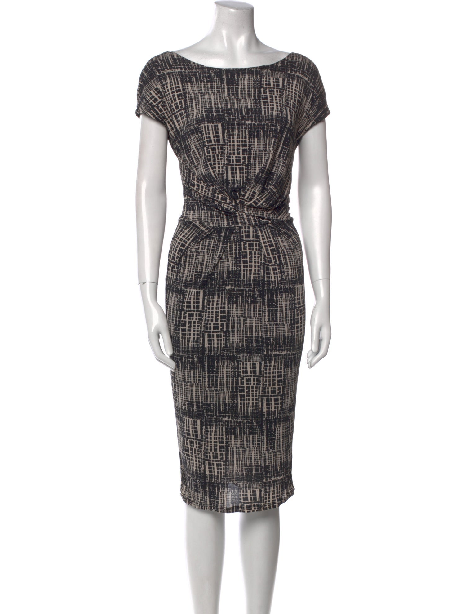 Max Mara Plaid Print Knee-Length Dress