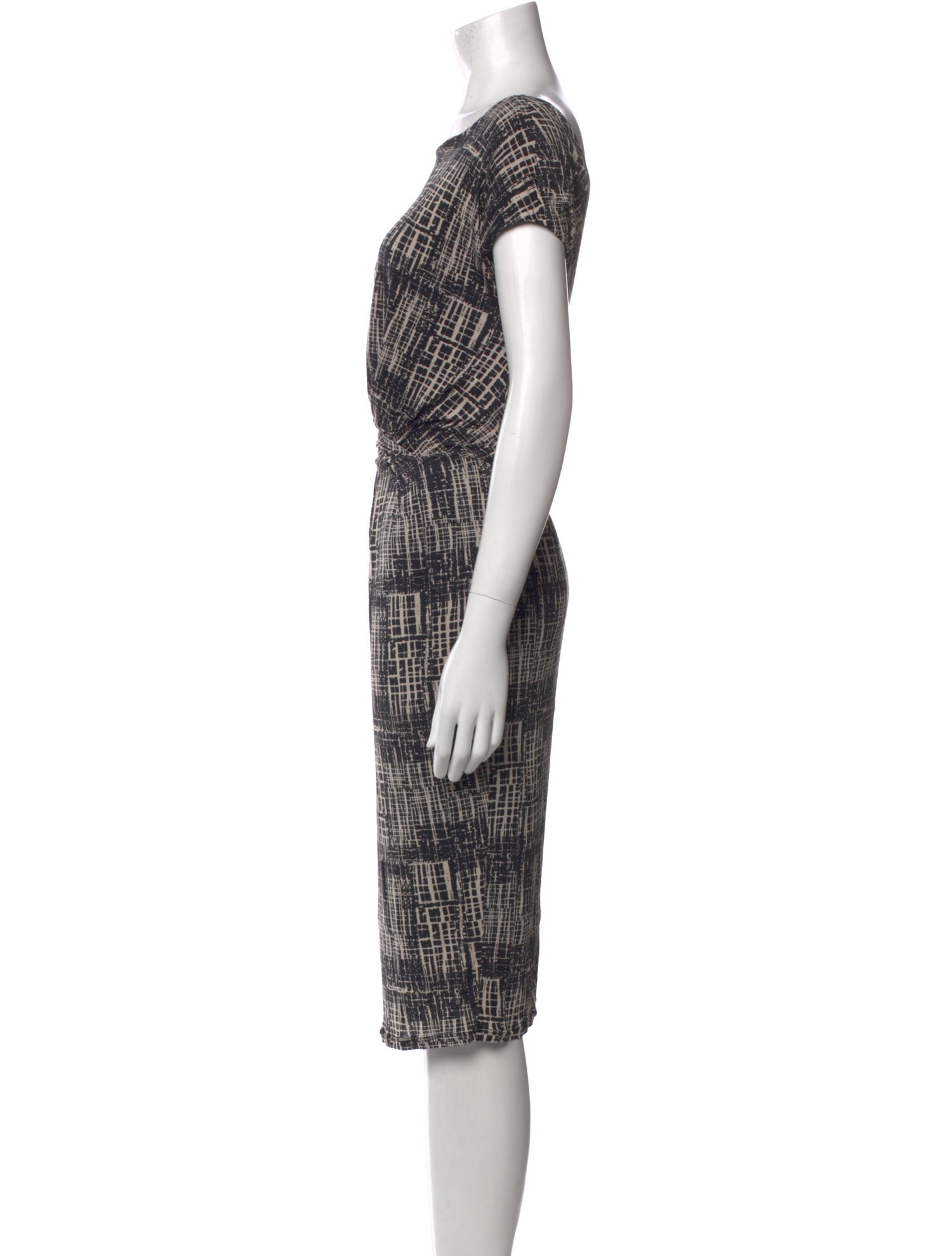 Max Mara Plaid Print Knee-Length Dress