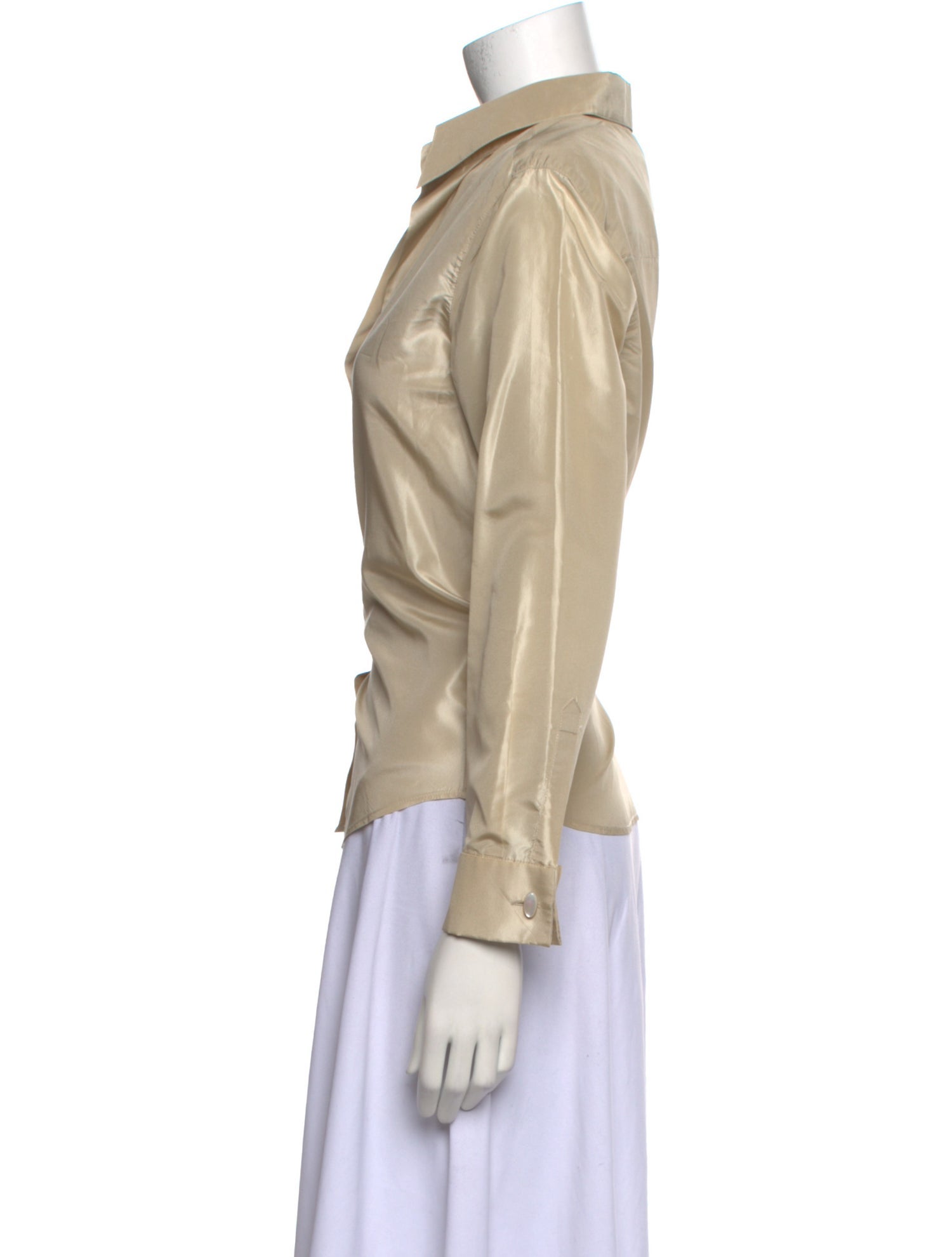 Max Mara Silk Long Sleeve Button-Up Top