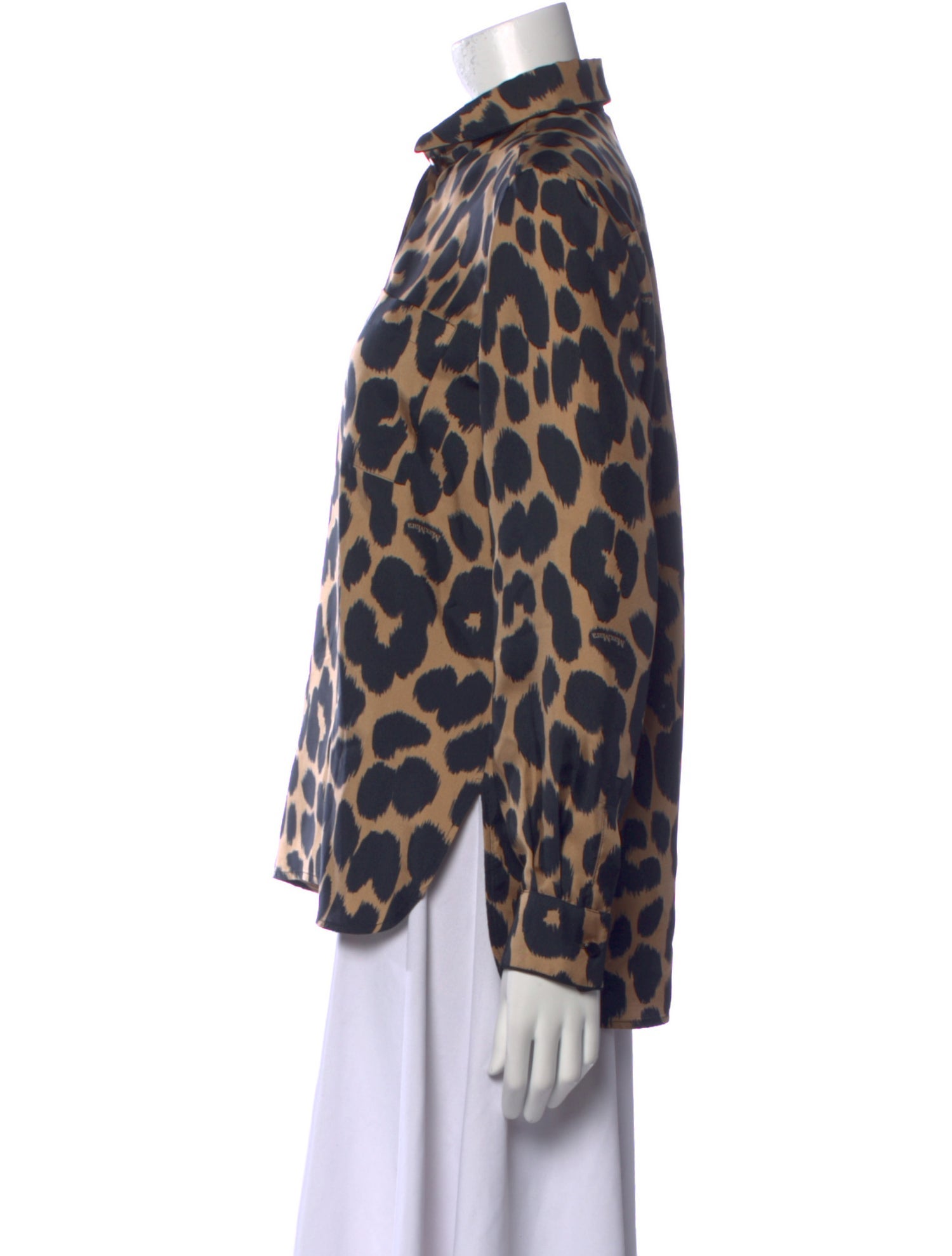 Max Mara Animal Print Long Sleeve Button-Up Top