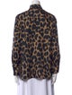 Max Mara Animal Print Long Sleeve Button-Up Top