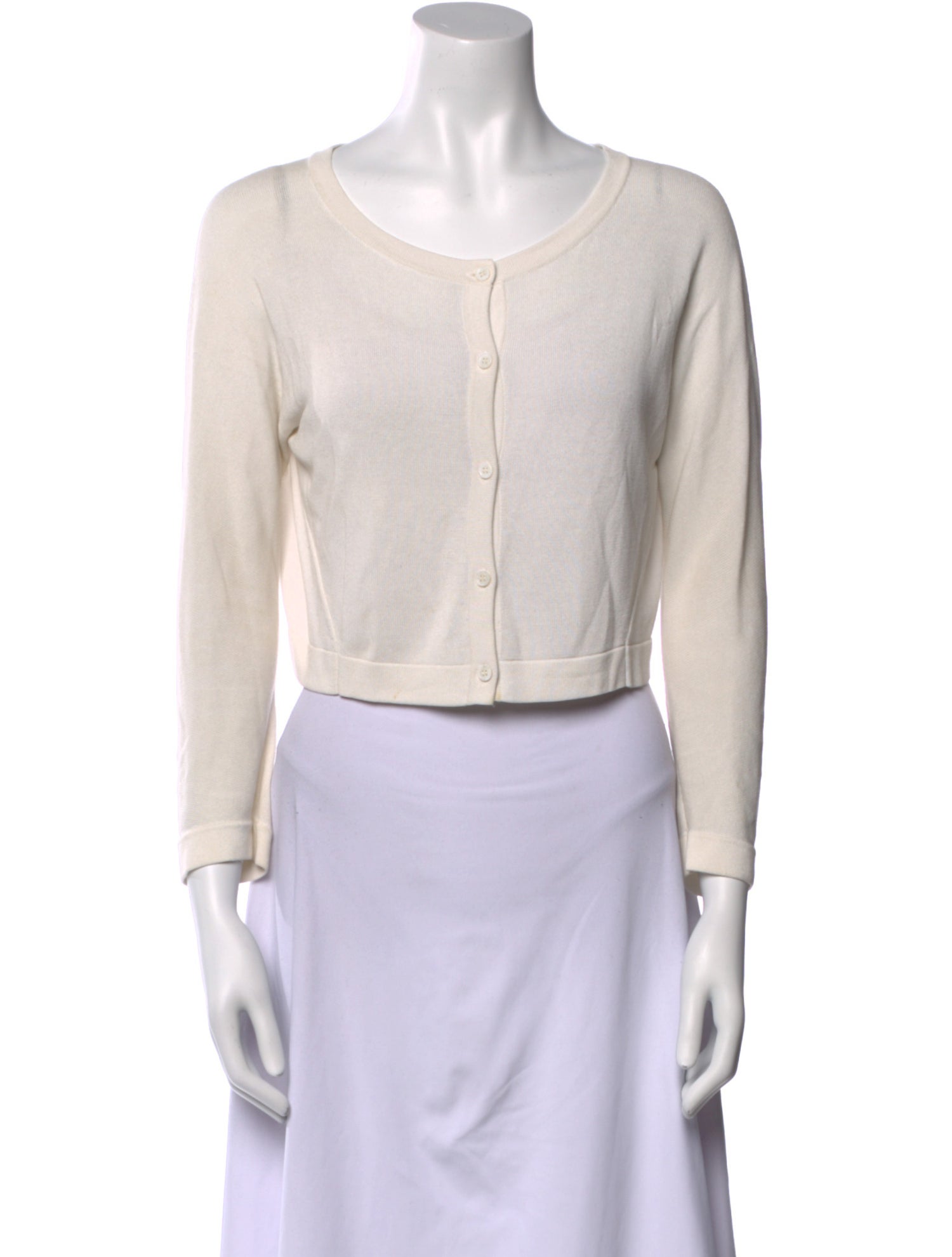 Max Mara Scoop Neck Three-Quarter Sleeve Crop Top