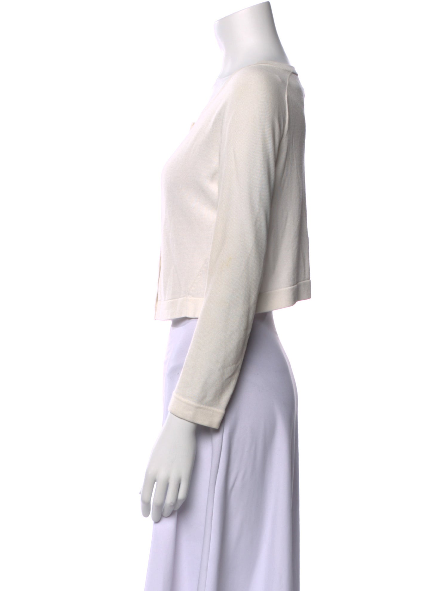 Max Mara Scoop Neck Three-Quarter Sleeve Crop Top