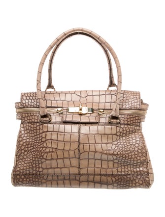 Max Mara Embossed Leather Top Handle Bag