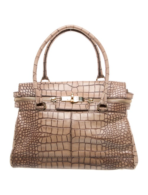 Max Mara Embossed Leather Top Handle Bag