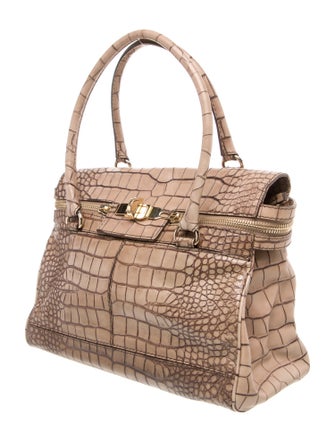Max Mara Embossed Leather Top Handle Bag