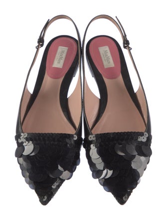 Max Mara Leather Sequin Embellishments Slingback Flats