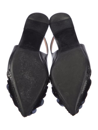 Max Mara Leather Sequin Embellishments Slingback Flats