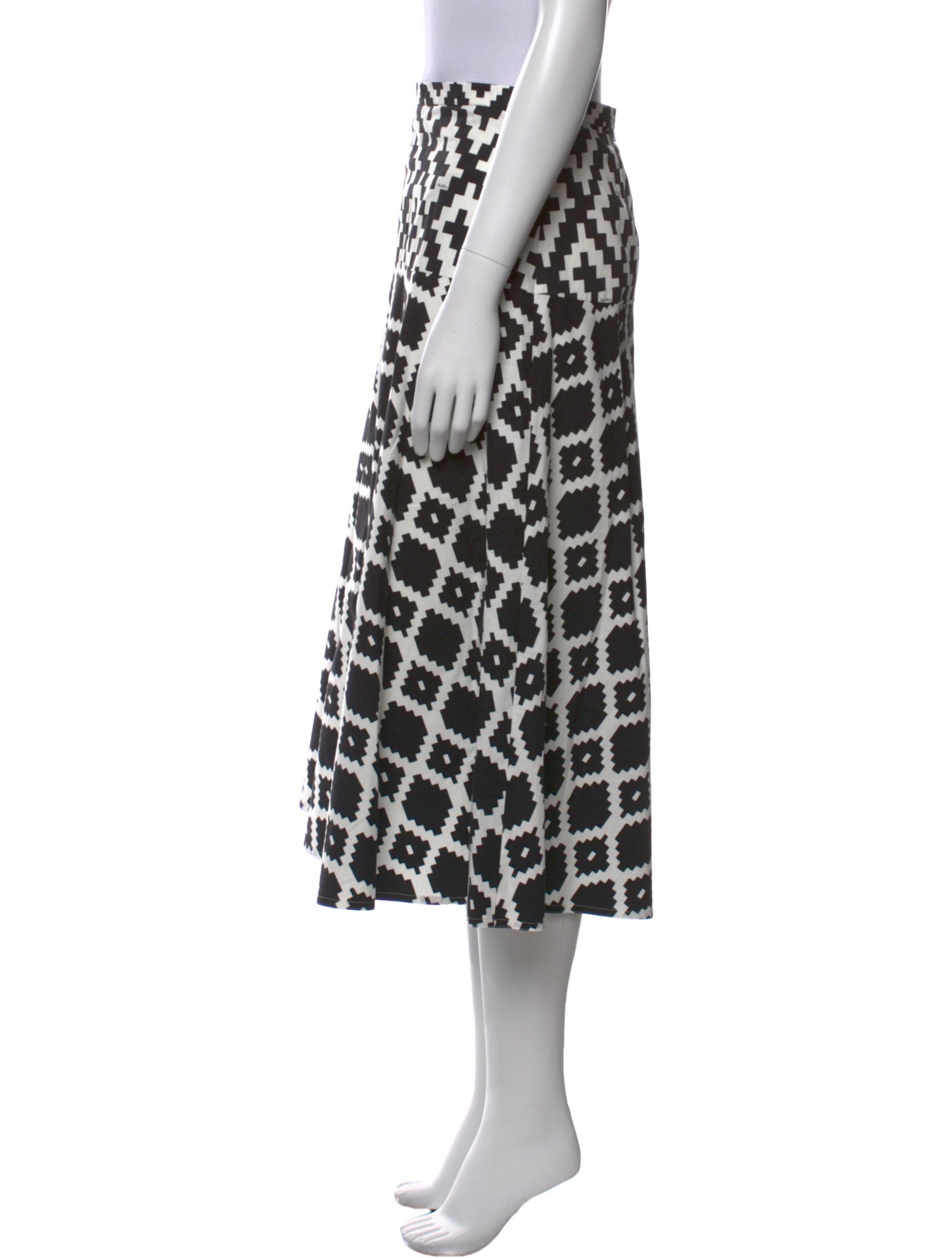 Max Mara Plaid Print Midi Length Skirt