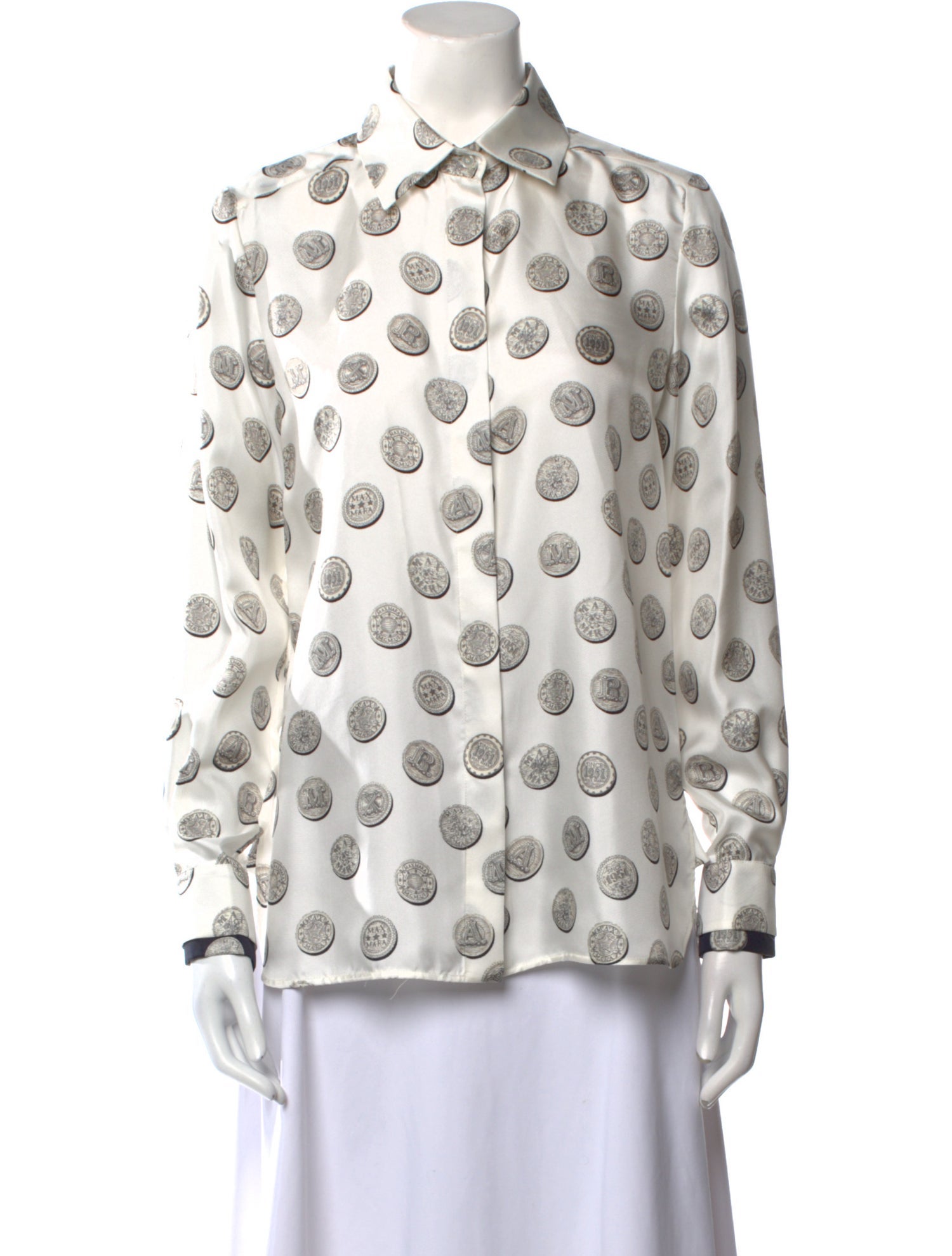 Max Mara Silk Printed Button-Up Top