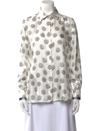 Max Mara Silk Printed Button-Up Top