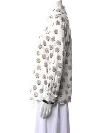 Max Mara Silk Printed Button-Up Top