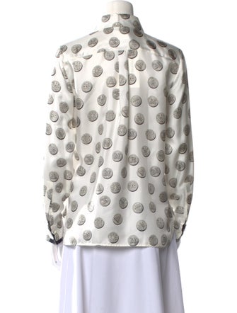 Max Mara Silk Printed Button-Up Top