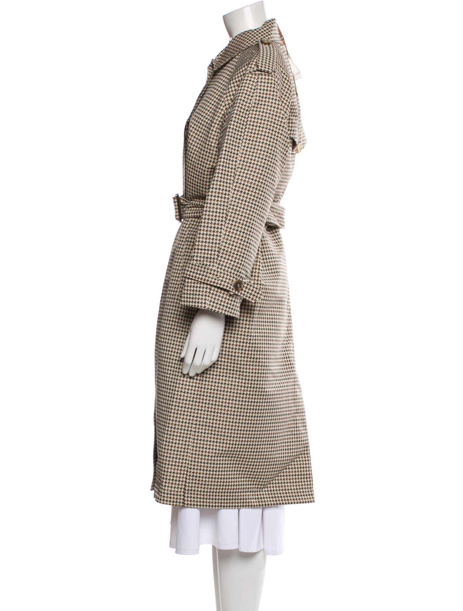 Max Mara Houndstooth Print Trench Coat w/ Tags